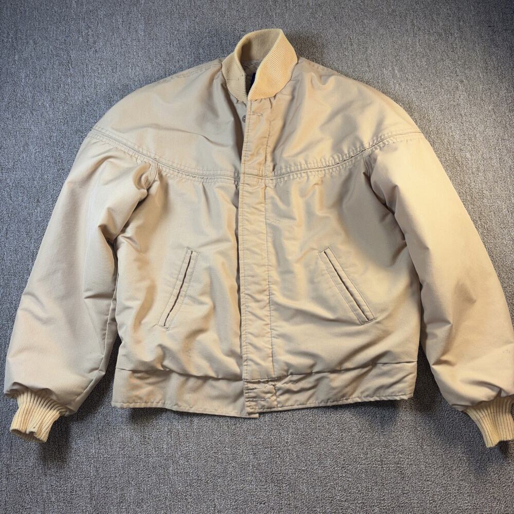 VTG 1970s American Jac Full Zip Bomber Jacket Tan USA Medium